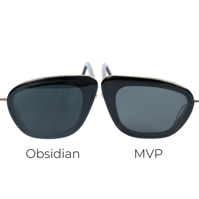 Two pairs of Sol Kyst cat eye sunglasses side-by-side, both black and one with a darker lens tint.