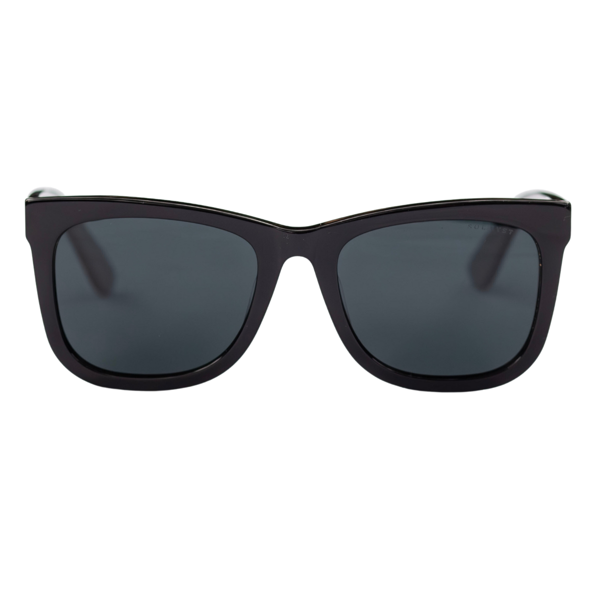 Sol Kyst women's square sunglasses with black frames and dark tinted lenses - front view.