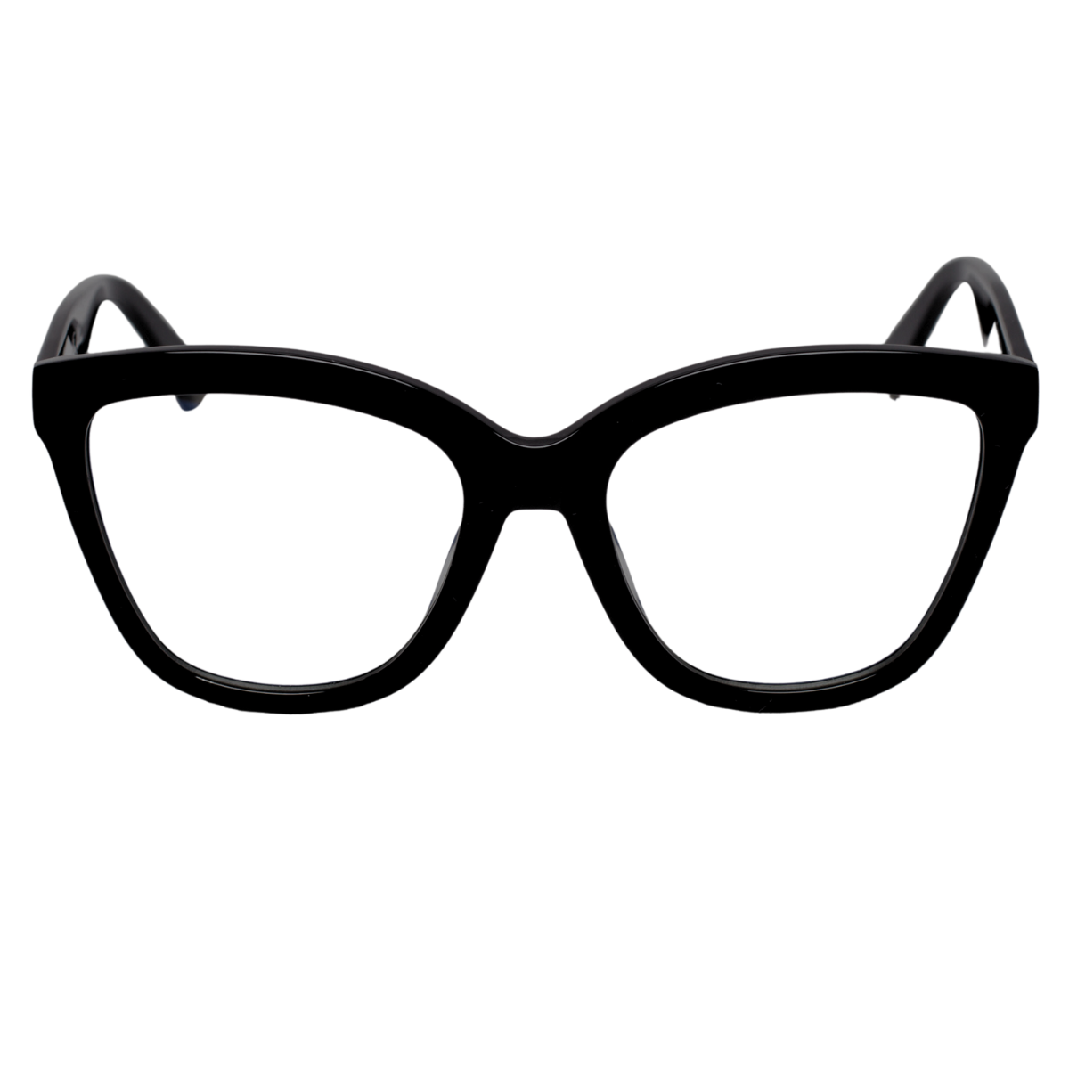 women's blue light glasses with clear lenses and a black frame - front view.